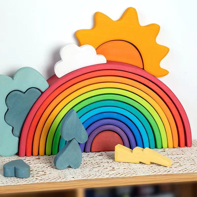 Wood Rainbow - Wooden Rainbow Stacker Toy